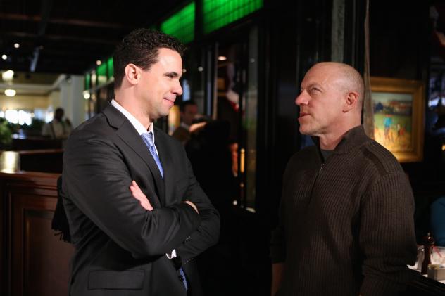 Politico's Bill Burton and The New York Times' Mark Leibovich at Monday's Inaugural Parade watch celebration (Photo: Haddad Media).